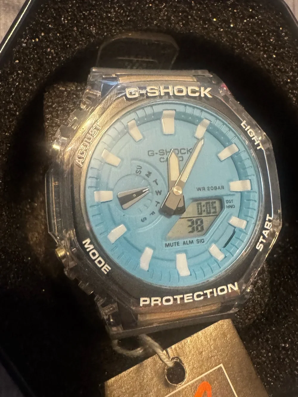 Casio G-Shock Analog-Digital Sky Blue Dial Translucent Resin Band Watch - GA2100